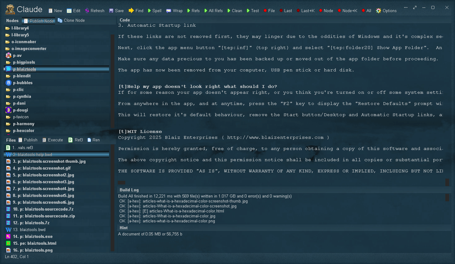 Claude is our website management and source code generator, and a happy newcomer to Gossamer