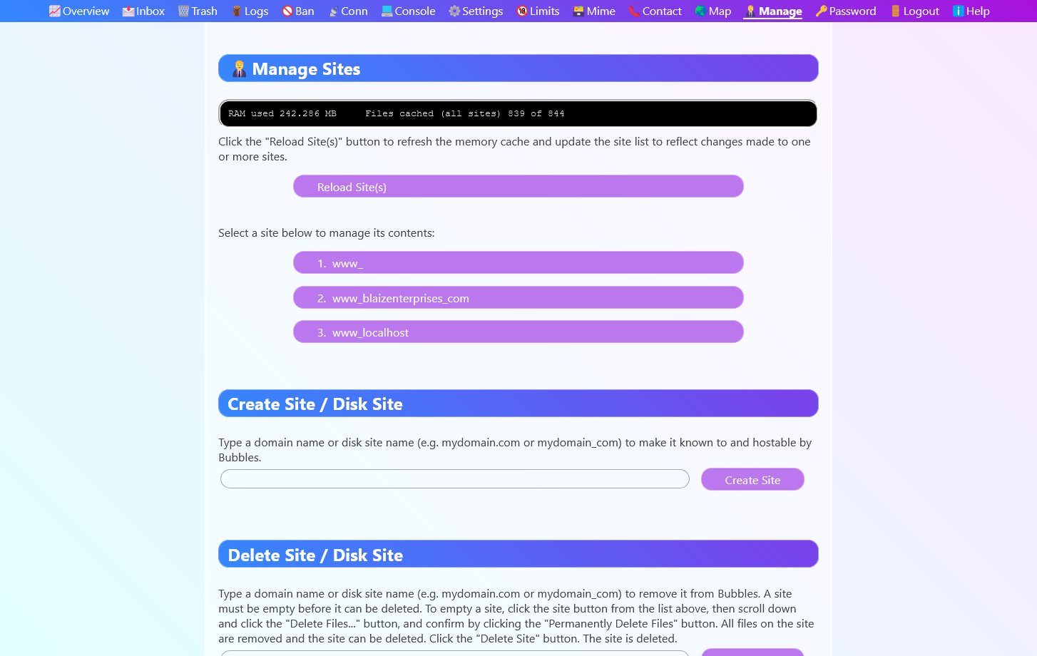 Manage one or more websites from your browser.