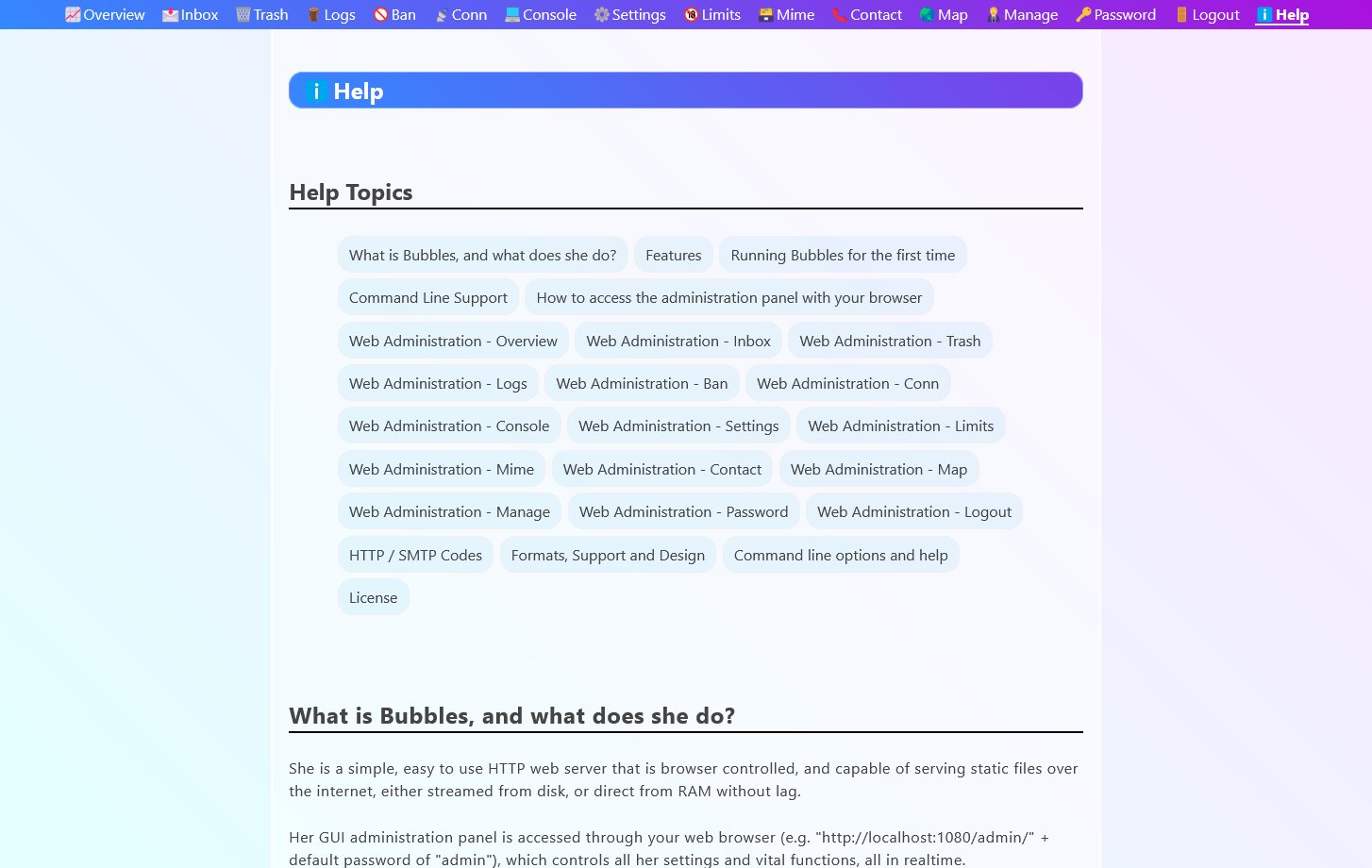 Need help? Browse through Bubbles' built-in offline help anytime without the need for internet access.