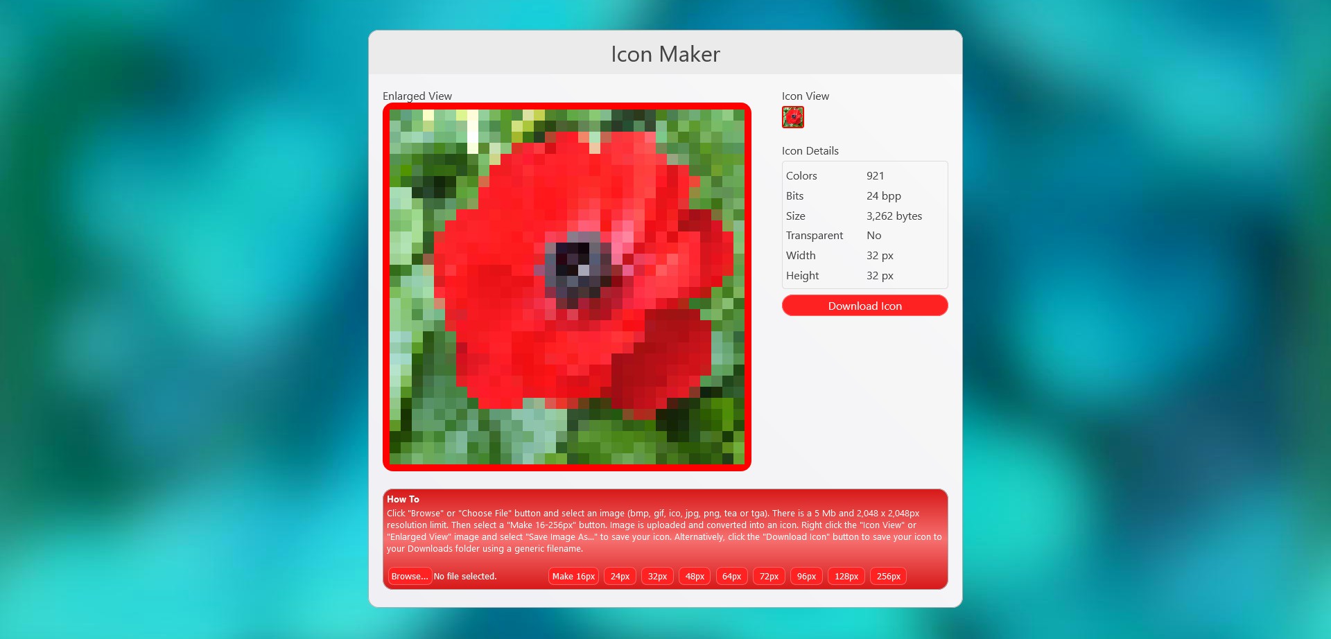Icon Maker in action on the Blaiz Enterprises website