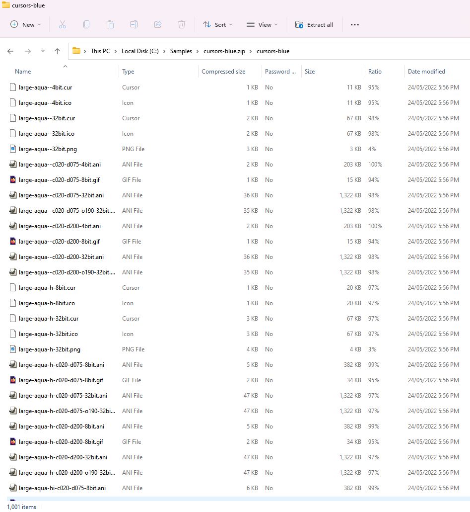 File list in File Explorer