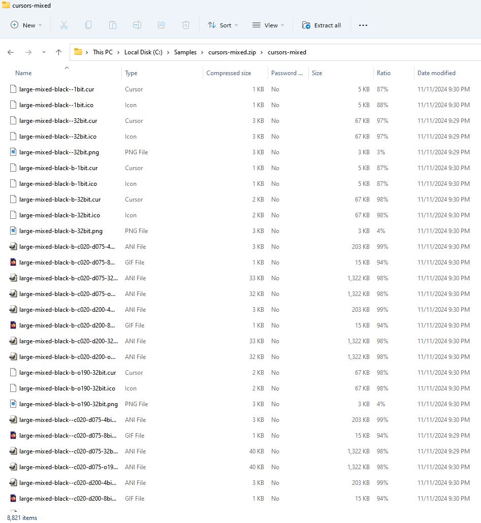 File list in File Explorer