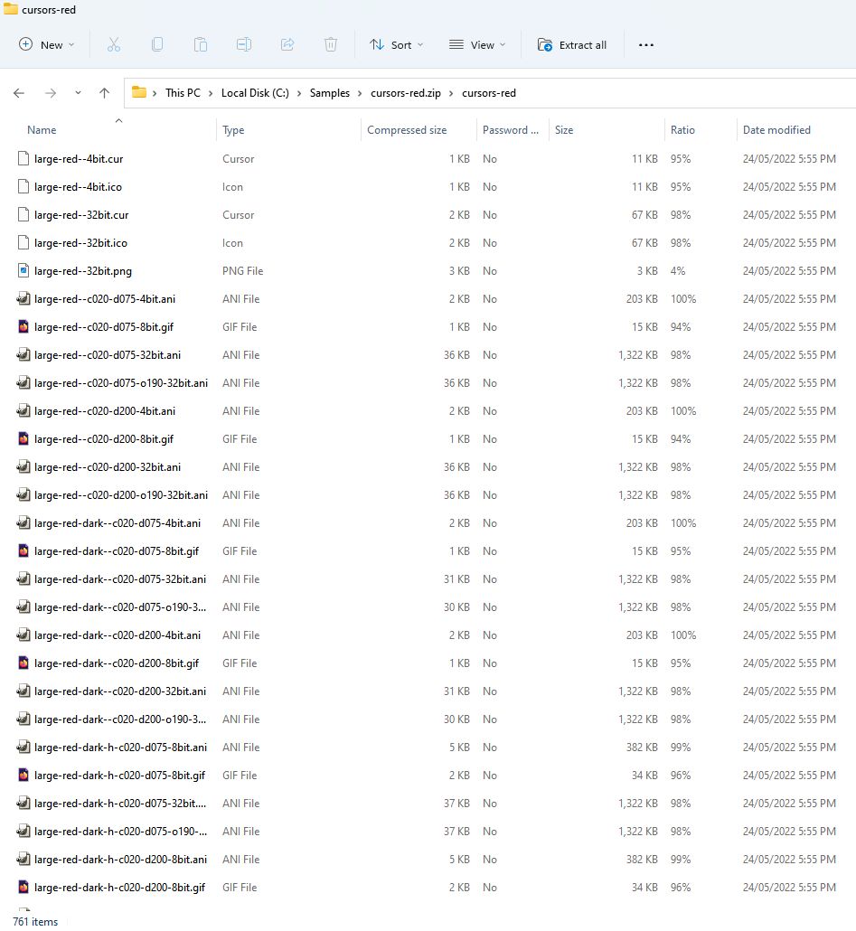 File list in File Explorer