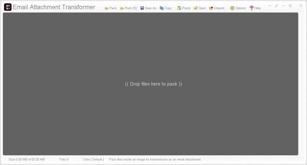 Drop a selection of files to pack them