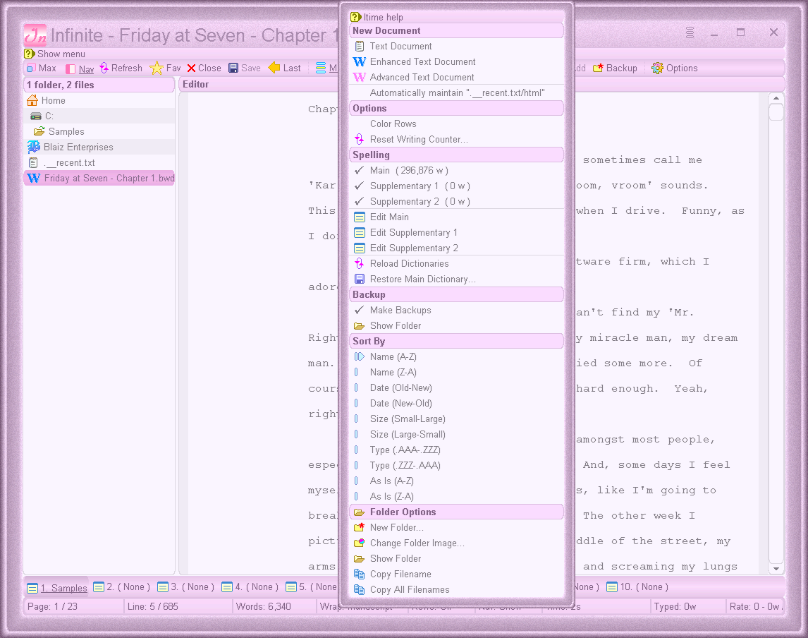 Create new documents easily, edit dictionary etc.
