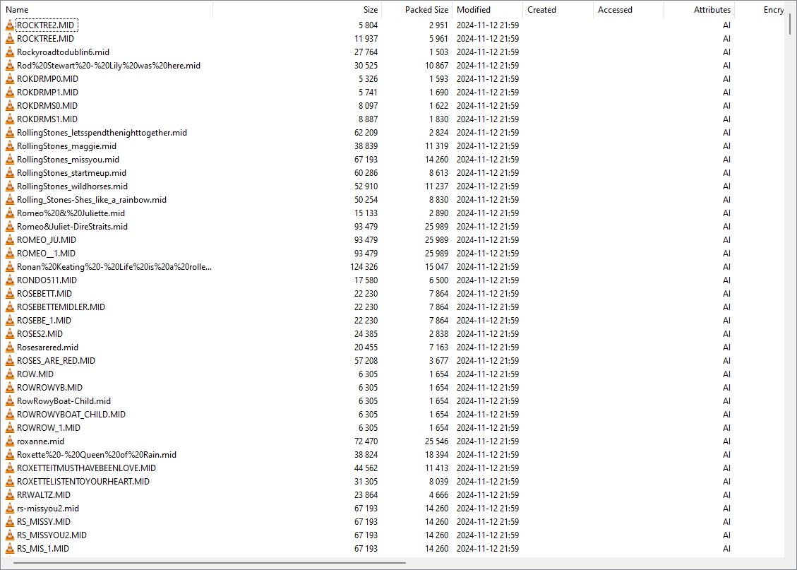 Partial listing of library contents