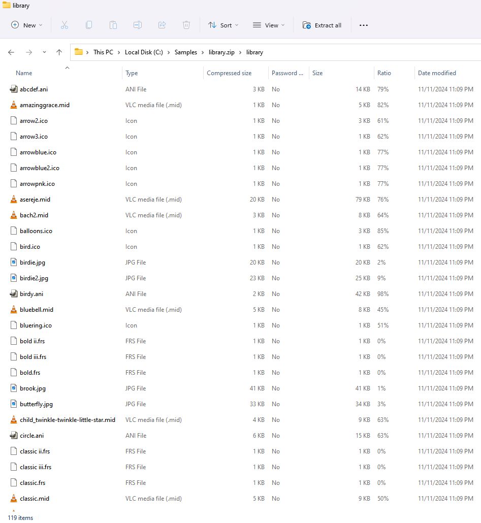File list in File Explorer