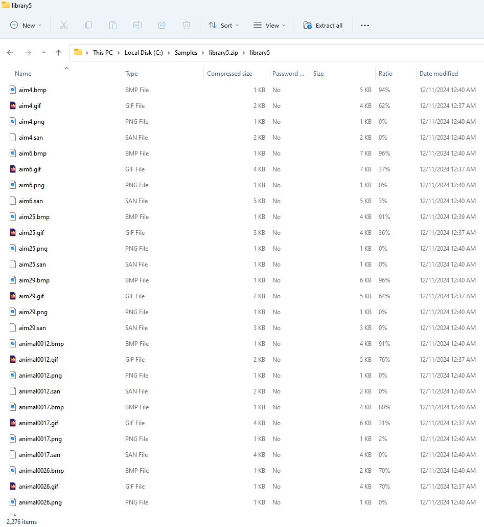 File list in File Explorer