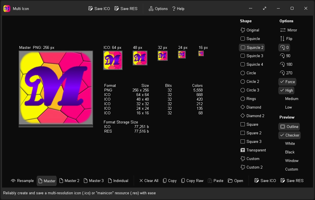 A square image transformed into a "Squircle 2" shape with one click