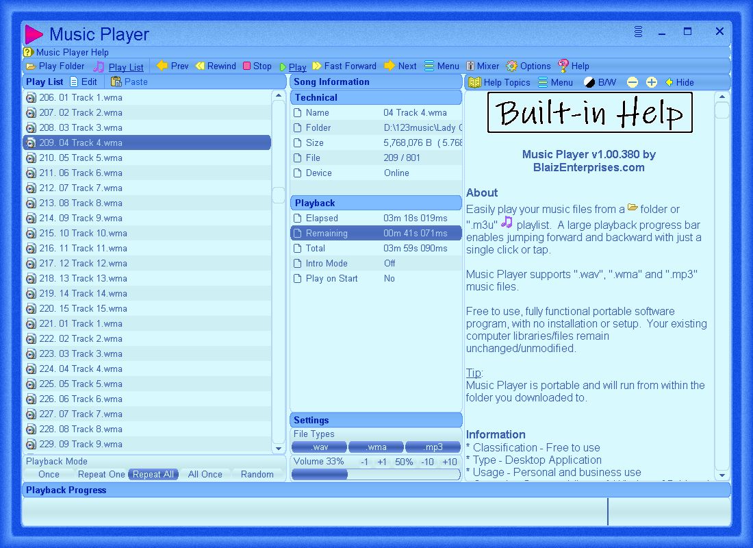 Access help directly from inside Music Player