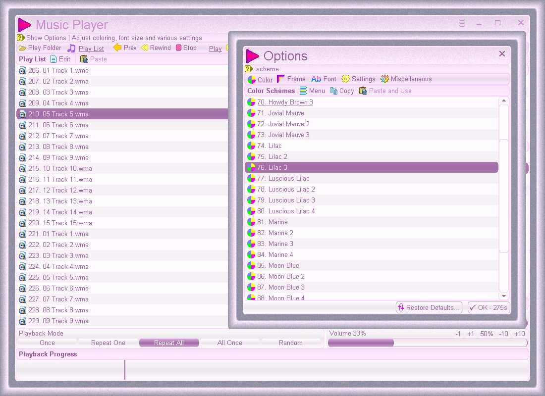 Easily change the user interface color - click "Options" link from top toolbar to display "Options" window and select a new color scheme