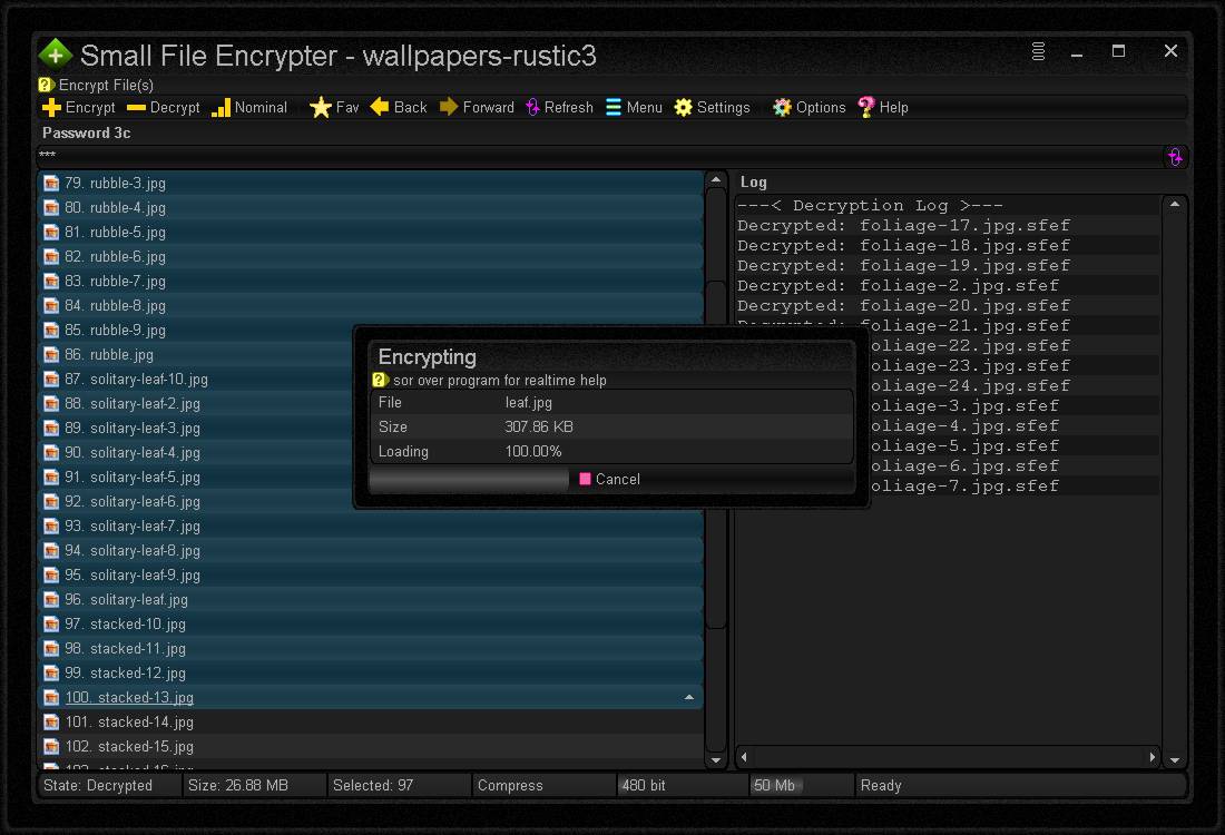 Encrypting selected files